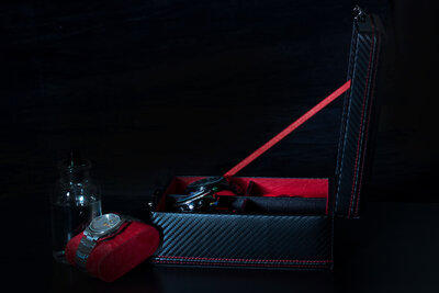 Kazeta pentru ceasuri Friedrich Lederwaren Carbon 32049-2