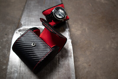 Husă pentru ceas Friedrich Lederwaren Carbon 32057-2