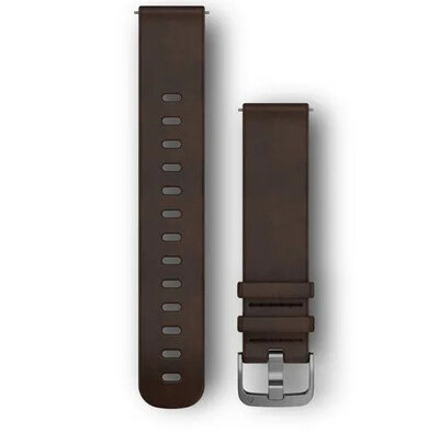 Curea din piele Garmin 20mm (pentru Venu, Venu Sq, Venu 2 plus și altele), maro V2, Quick Release, 010-12691-01