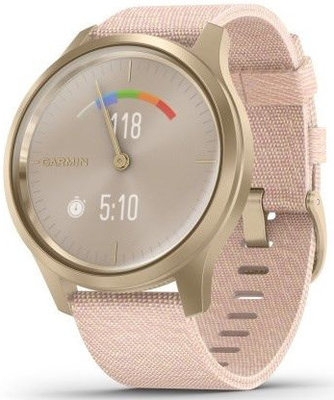 Garmin Vivomove 3 Style, Light Gold / Pink Nylon Band