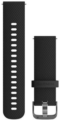 Curea din silicon Garmin 18 mm (pentru Venu 2S, Vívoactive 4S, Vívomove 3S), negru, Quick Release, + parte prelungită, 010-12932-01