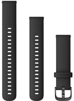 Curea de silicon Garmin 18 mm (pro Venu 2S, Vívoactive 4S, Vívomove 3S), culoarea neagră, Quick Release, + partea extinsă