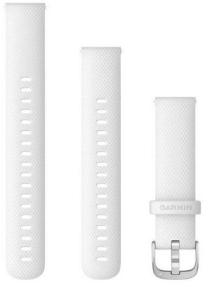 Curea din silicon Garmin 18mm (pentru Venu 2S, Vívoactive 4S, Vívomove 3S etc.), alb, Quick Release, + parte prelungită, 010-12932-0B