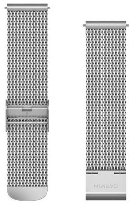 brățară din oțel inoxidabil Garmin 20mm (pentru Venu, Venu Sq, Venu 2 plus și altele), argintiu, milaneză, Quick Release, 010-12924-23