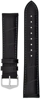 Curea din piele Hirsch Duke M 01028150-2, neagră, piele de vițel, lungime M, Quick Release