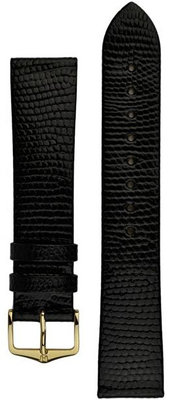 Curea din piele Hirsch Lizard L 01766050-1, neagră, piele de șopârlă, lungime L, Quick Release