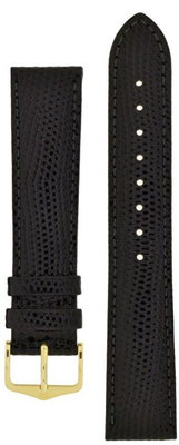 Curea din piele Hirsch Rainbow M 12302650-1, negru, piele de vițel, lungime M, Quick Release