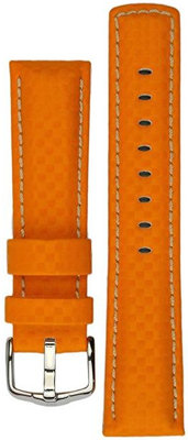 Curea din piele Hirsch Carbon L 02592076-2, portocaliu, piele de vițel, lungime L, Quick Release