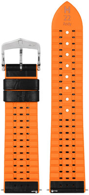 Curea din piele Hirsch Andy L 0927628050-2, negru, piele de vițel/cauciuc natural, lungime L, Quick Release