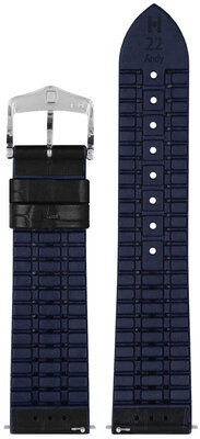 Curea din piele Hirsch Andy L 0928028050-2, negru, piele de vițel/cauciuc natural, lungime L, Quick Release