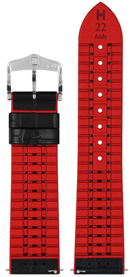 Curea din piele Hirsch Andy L 0922028050-2, negru, piele de vițel/cauciuc natural, lungime L, Quick Release