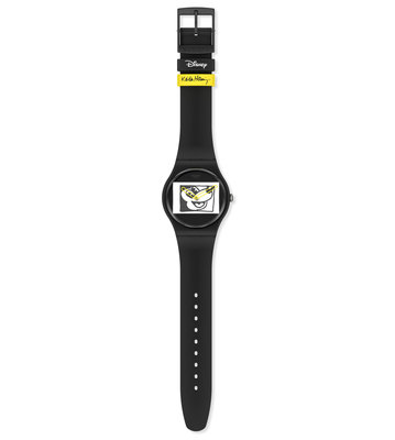 Swatch Mickey Blanc Sur Noir SUOZ337 Mickey Mouse x Keith Haring