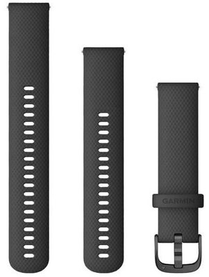 Curea de silicon Garmin 20mm (pro Venu, Venu Sq, Venu 2 plus aj.), culoarea neagră V1, Quick Release, + partea extinsă