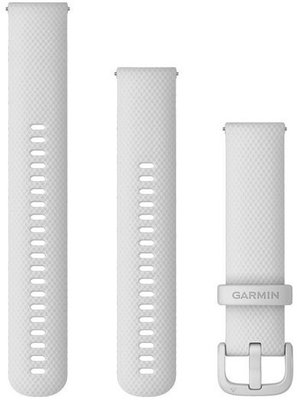 Curea din silicon Garmin 20mm (pentru Venu, Venu Sq, Venu 2 plus și altele), alb, Quick Release, + partea prelungită, 010-13021-01