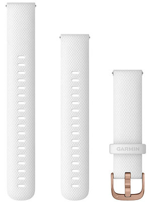 Curea din silicon Garmin 18 mm (pentru Venu 2S, Vívoactive 4S, Vívomove 3S), alb, Quick Release, + parte prelungită, 010-12932-0F