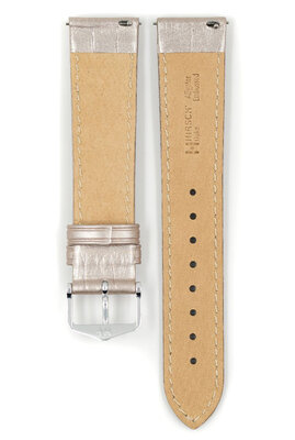 Curea din piele Hirsch Duke Metallic M 01027130-2, gri, piele de vițel, lungime M, Quick Release