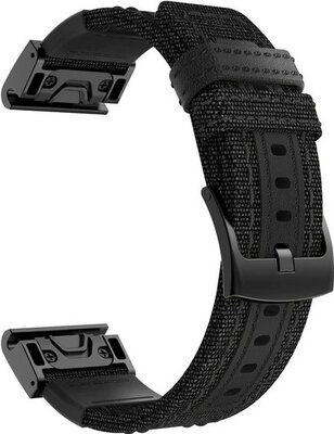Curea de nailon Ricardo 26mm (pro Garmin Fenix 8/7X/6X (51mm), Tactix aj.), culoarea neagră, QuickFit
