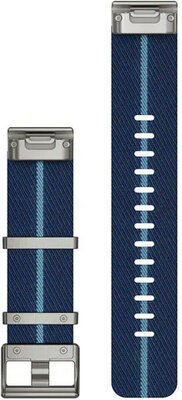Curea din nylon Garmin 22mm (pentru Garmin Fenix 8/7/6 (47mm), Epix 2 etc.), albastru V2, QuickFit, 010-13225-10