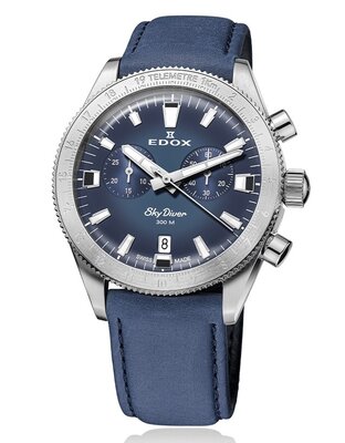 Edox SkyDiver Chronograph Quartz 10116-3-buidn Limited Edition 1000pcs ( + curea de rezervă )