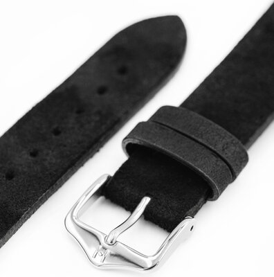 Curea din piele Hirsch Serro L 05564050-2, negru, piele întoarsă, Limited Edition, lungime L, Quick Release