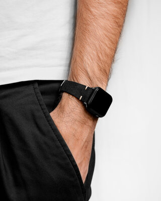 Curea din piele Hirsch Serro L 05564050-2, negru, piele întoarsă, Limited Edition, lungime L, Quick Release