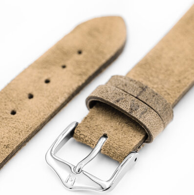 Curea din piele Hirsch Serro L 05564070-2, maro, piele întoarsă, Limited Edition, lungime L, Quick Release