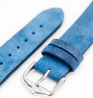 Curea din piele Hirsch Serro L 05564080-2, albastru, piele întoarsă, Limited Edition, lungime L, Quick Release