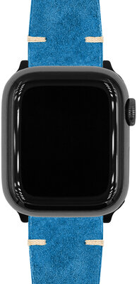 Curea din piele Hirsch Serro L 05564080-2, albastru, piele întoarsă, Limited Edition, lungime L, Quick Release