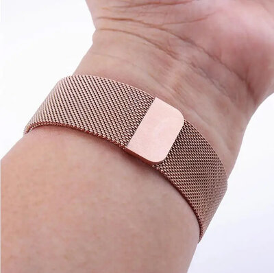 Brățară din oțel Ricardo 20mm (pentru Garmin Fenix 8/7S/6S (43mm) și altele), rozé auriu, Milanese, QuickFit