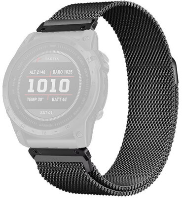Brățară din oțel Ricardo 22mm (pro Garmin Fenix 8/7/6 (47mm), Epix 2 aj.), culoarea neagră, QuickFit
