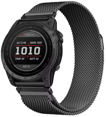 Brățară din oțel Ricardo 26mm (pro Garmin Fenix 8/7X/6X (51mm), Tactix aj.), culoarea neagră, QuickFit