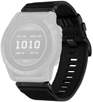 Curea textilă Ricardo 26mm (pro Garmin Fenix 8/7X/6X (51mm), Tactix aj.), culoarea neagră, QuickFit