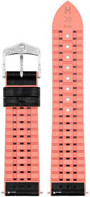 Curea din piele Hirsch Andy M 0922328150-2, neagră, piele de vițel/cauciuc natural, lungime M, Quick Release