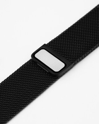 brățară din oțel inoxidabil Hirsch Milanaise L 30161450-5, negru, magnetică, lungime L, Quick Release