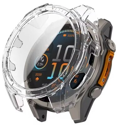 Capac de protecție (pentru Garmin Fenix 8, 43 mm), plastic, transparent + sticlă