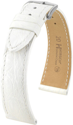Curea din piele Hirsch Genuine Croco 18900800-2, culoarea albă, piele de crocodil, Quick Release