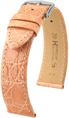 Curea din piele Hirsch Genuine Croco 18900822-2, culoarea portocaliu, piele de crocodil, Quick Release