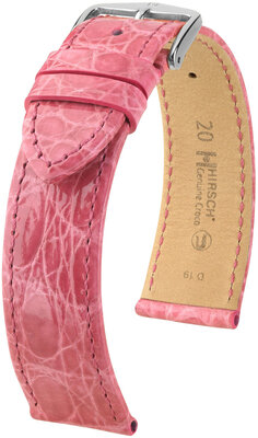 Curea din piele Hirsch Genuine Croco 18900825-2, culoarea roz, piele de crocodil, Quick Release