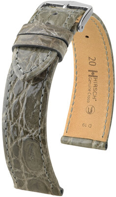 Curea din piele Hirsch Genuine Croco 18900830-2, culoarea gri, piele de crocodil, Quick Release