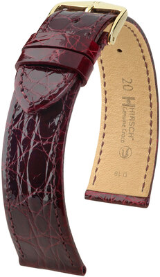 Curea din piele Hirsch Genuine Croco 18900860-7, culoarea roșie, piele de crocodil, Quick Release