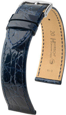 Curea din piele Hirsch Genuine Croco 18900880-2, culoarea albastră, piele de crocodil, Quick Release