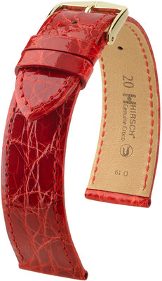 Curea din piele Hirsch Genuine Croco L 18920820-7, roșu, piele de crocodil, lungime L, eliberare rapidă