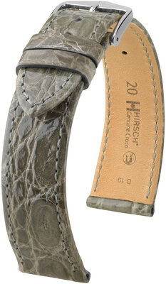 Hirsch Genuine Croco Leather Strap L 18920830-2, gri, piele de crocodil, lungime L, eliberare rapidă