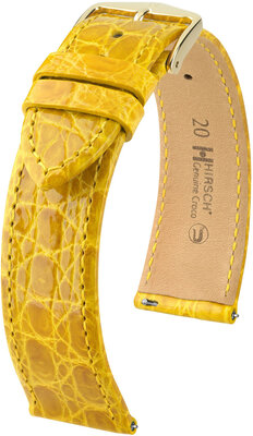 Hirsch Genuine Croco Leather Strap L 18920872-7, galben, piele de crocodil, lungime L, eliberare rapidă