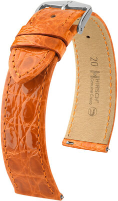 Hirsch Genuine Croco Leather Strap L 18920876-2, portocaliu, piele de crocodil, lungime L, eliberare rapidă