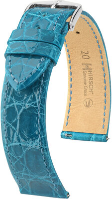 Curea din piele Hirsch Genuine Croco L 18920883-2, albastru, piele de crocodil, lungime L, eliberare rapidă