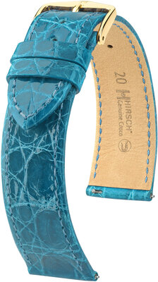 Curea din piele Hirsch Genuine Croco L 18920883-7, albastru, piele de crocodil, lungime L, eliberare rapidă