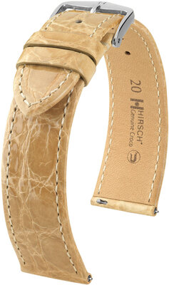 Hirsch Genuine Croco Leather Strap L 18920890-2, bej, piele de crocodil, lungime L, eliberare rapidă