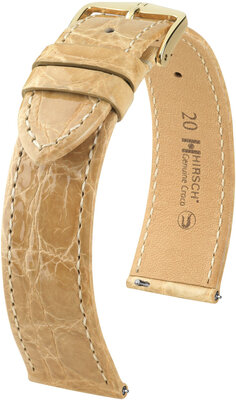 Hirsch Genuine Croco Leather Strap L 18920890-7, bej, piele de crocodil, lungime L, eliberare rapidă