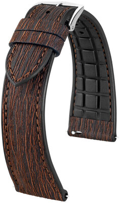 Curea din piele artificială Hirsch Bark 0935045115-2, culoarea maro, Quick Release